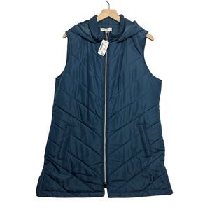 WOMENS Christopher Banks TEAL LONG PUFFER  Vest XL & MATCHING Top, Winter Fall